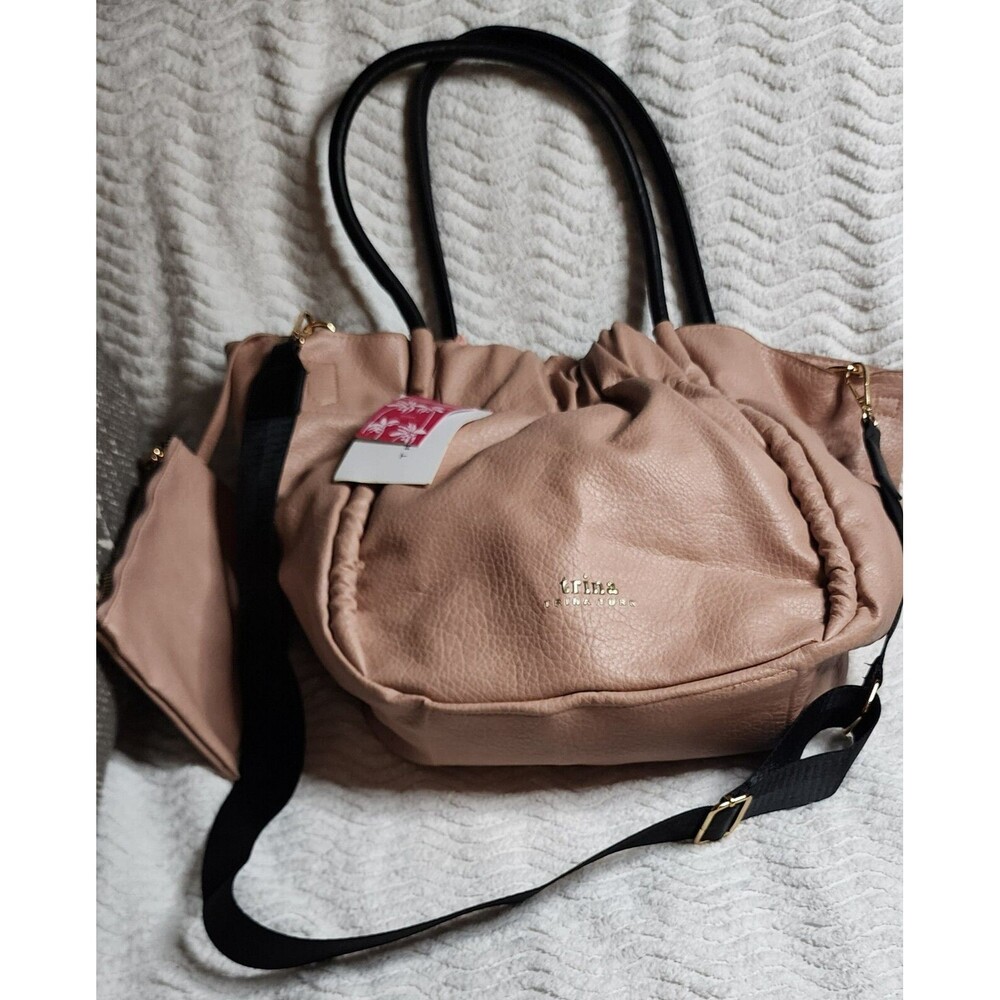 New TRINA TURK Blush Gathered HOBO Bag w/ShoulderStrap & Attached Wristlet NwT